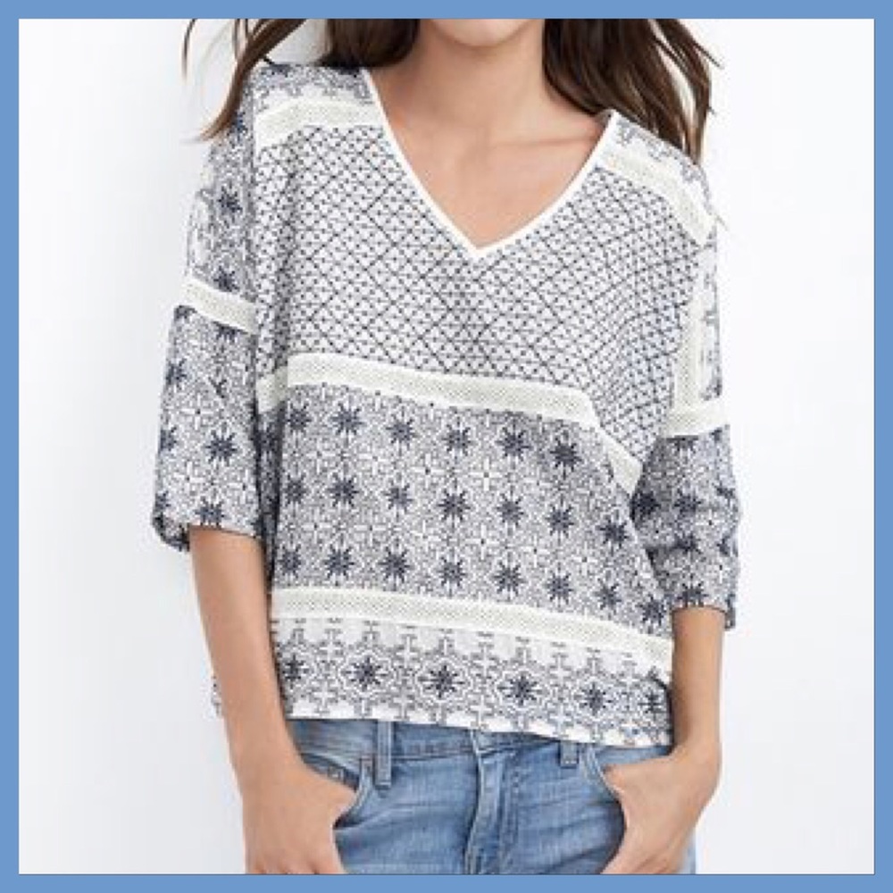 Stunning Blue Lizbeth Jaipur Voile Dolman Top NWT